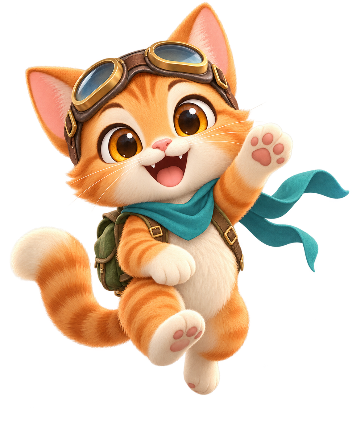 Milo, our cheerful orange explorer cat, ready for an adventure