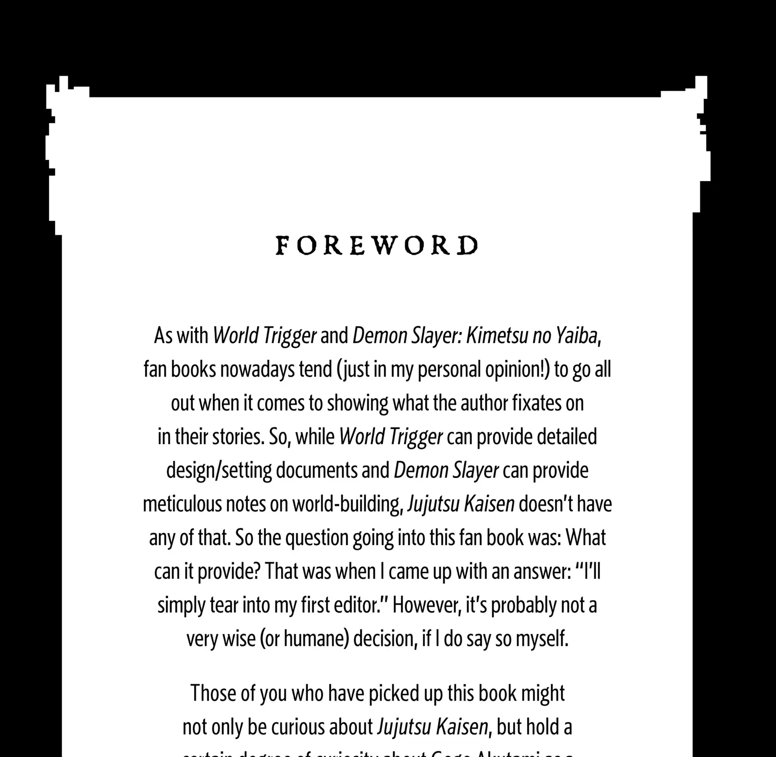 Jujutsu Kaisen: The Official Character Guide, chapter 0, page 3
