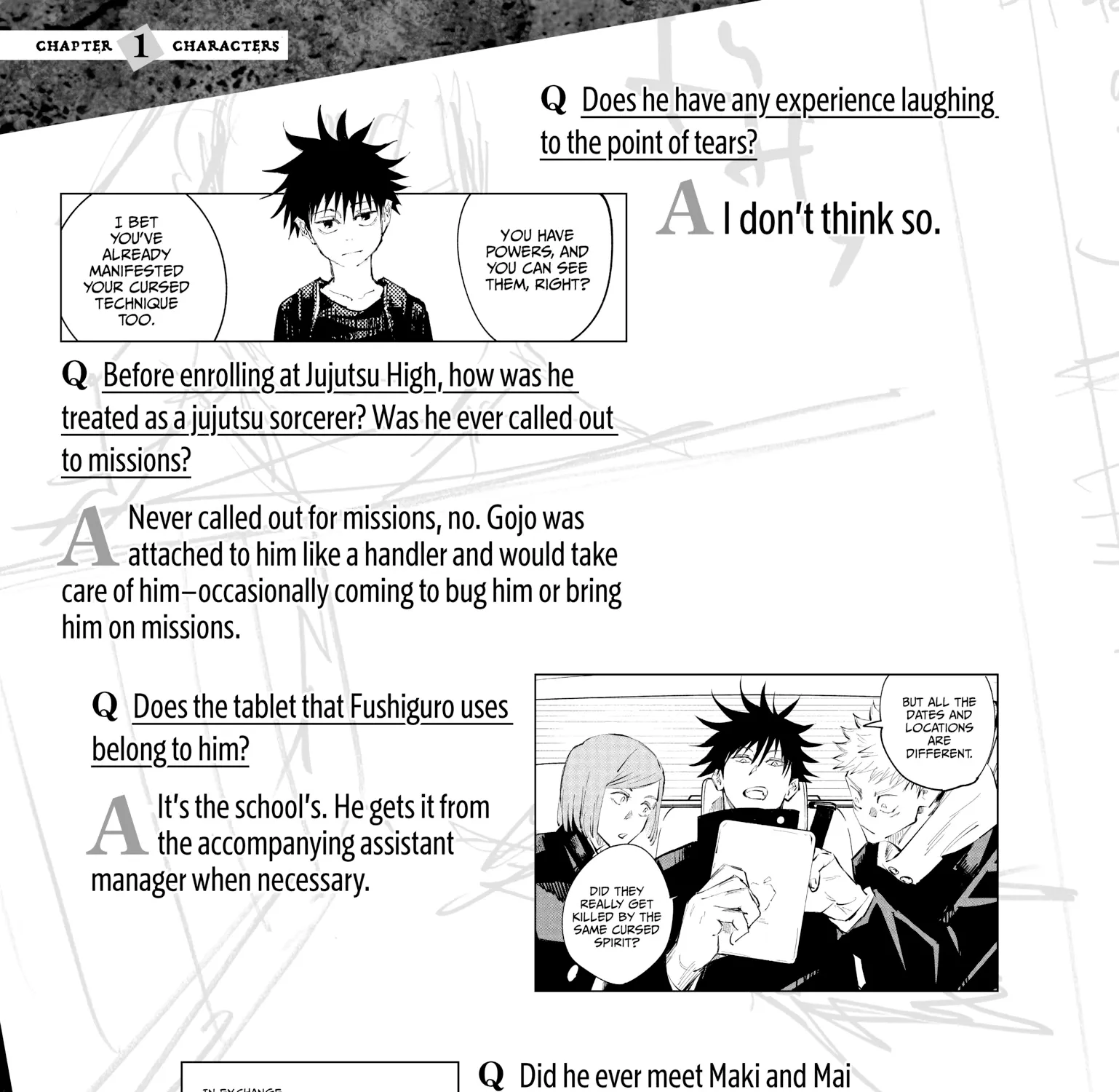 Jujutsu Kaisen: The Official Character Guide, chapter 1, page 17
