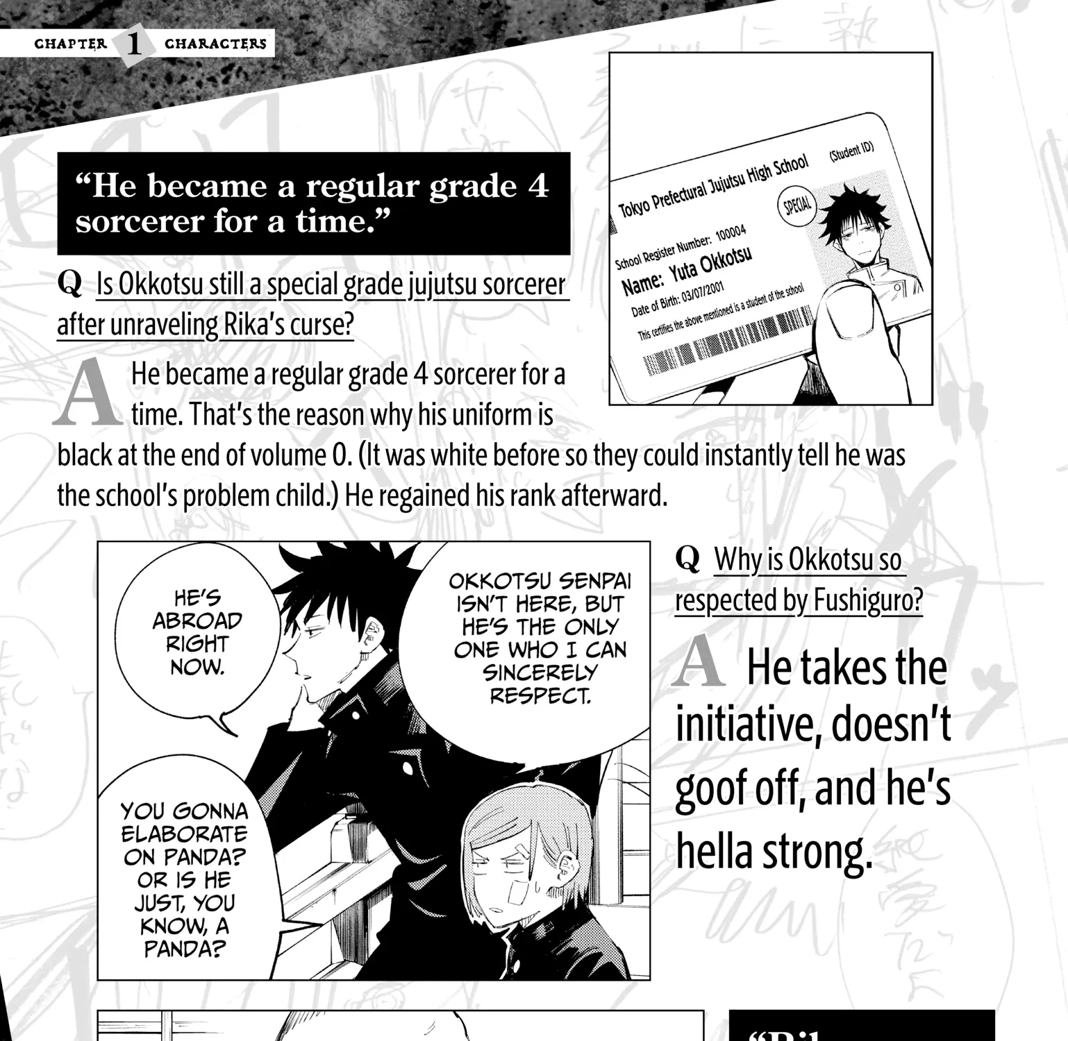 Jujutsu Kaisen: The Official Character Guide, chapter 1, page 33