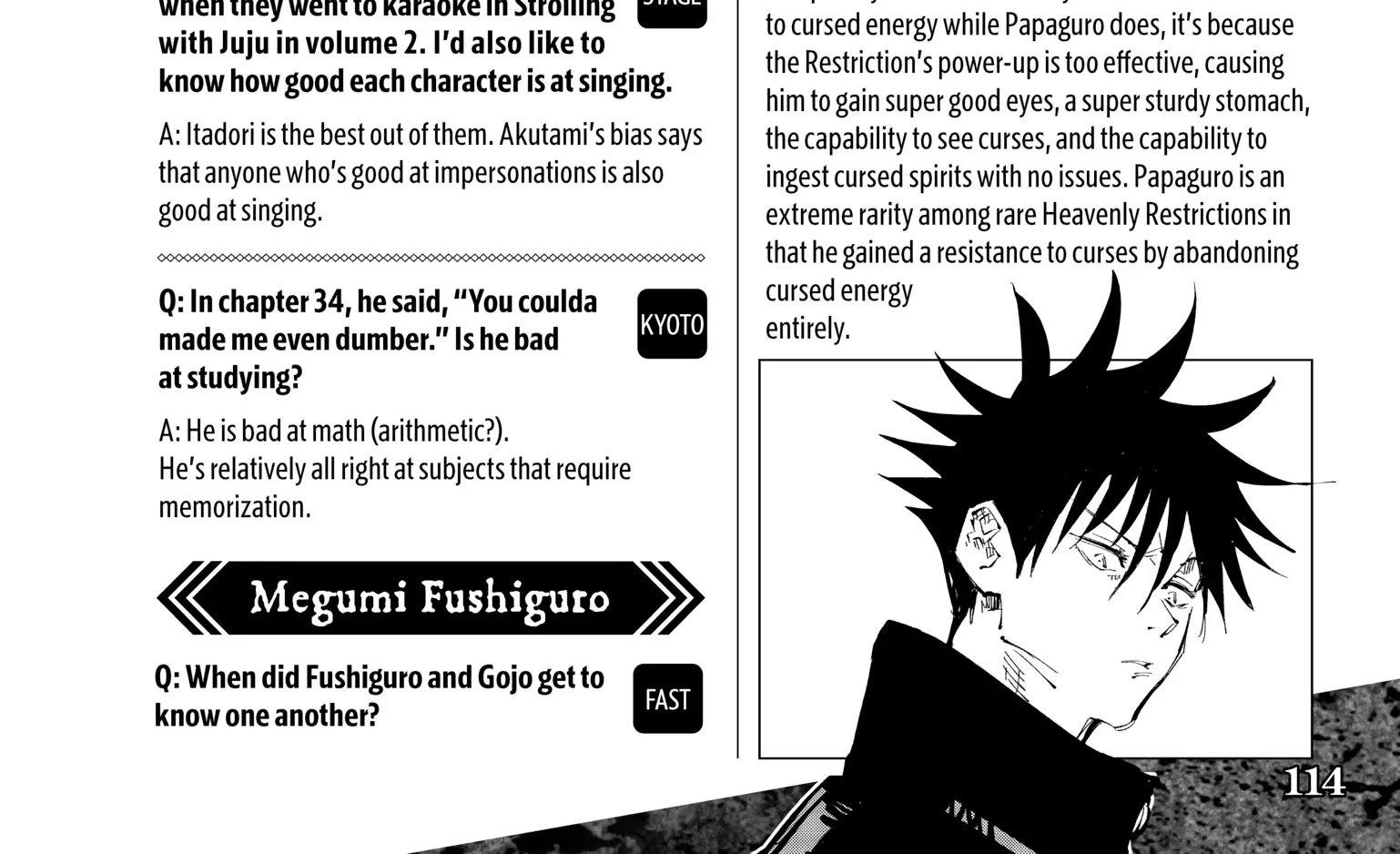 Jujutsu Kaisen: The Official Character Guide, chapter 1, page 206