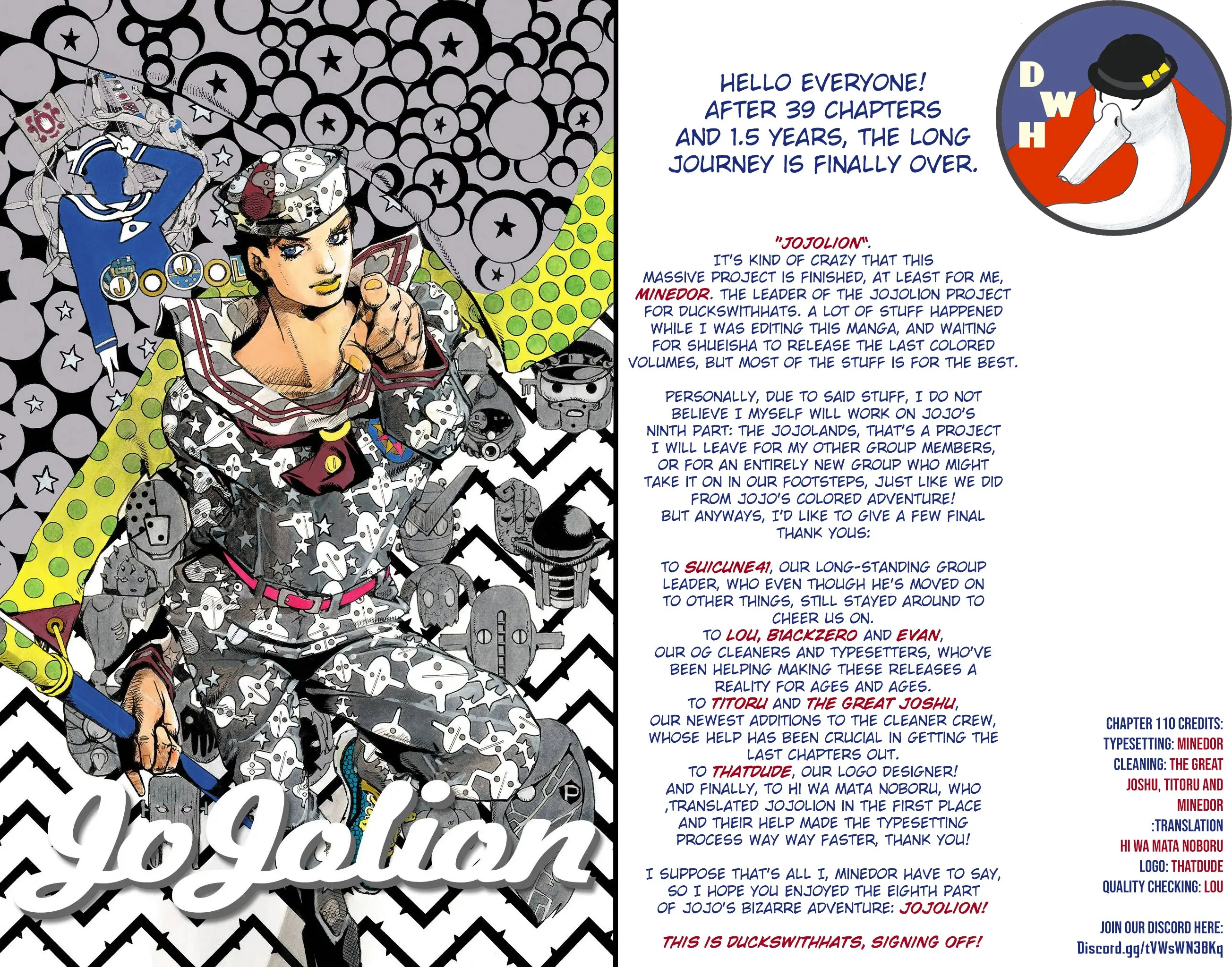 JoJo's Bizarre Adventure, Part 8: JoJolion Colored Manga, chapter 110 END, page 48