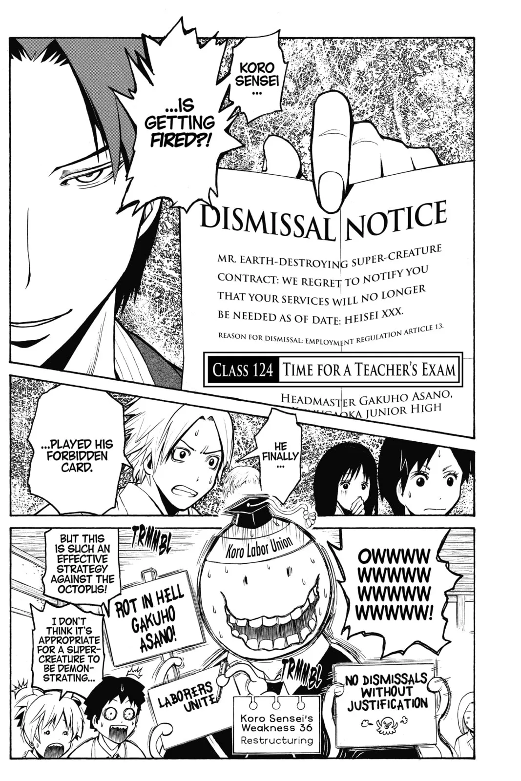 Assassination Classroom, chapter 124, page 1